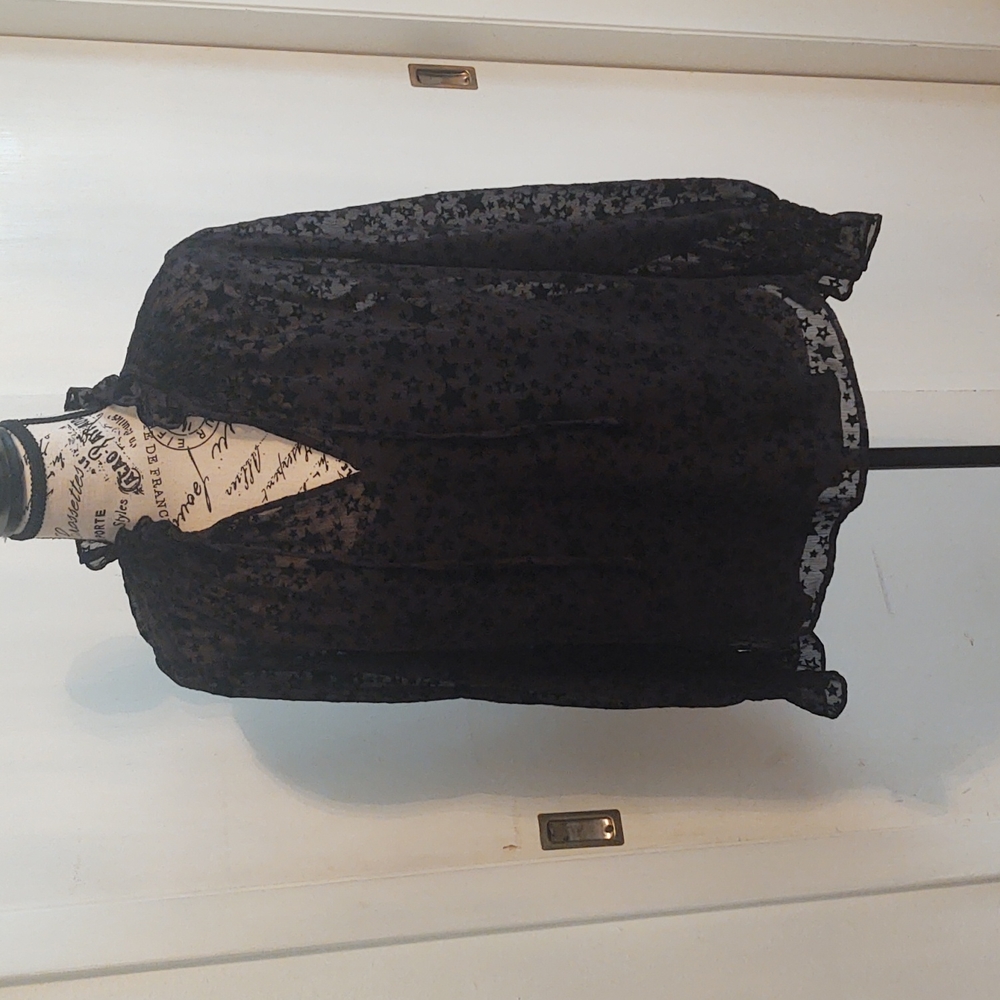Beautiful Loft Black Velvet Star top with camisole Size S
